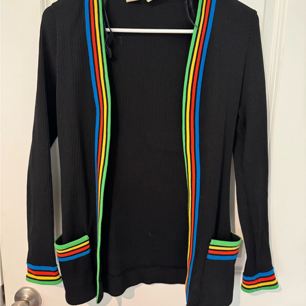 Vibrant Trim Black Women's Cardigan